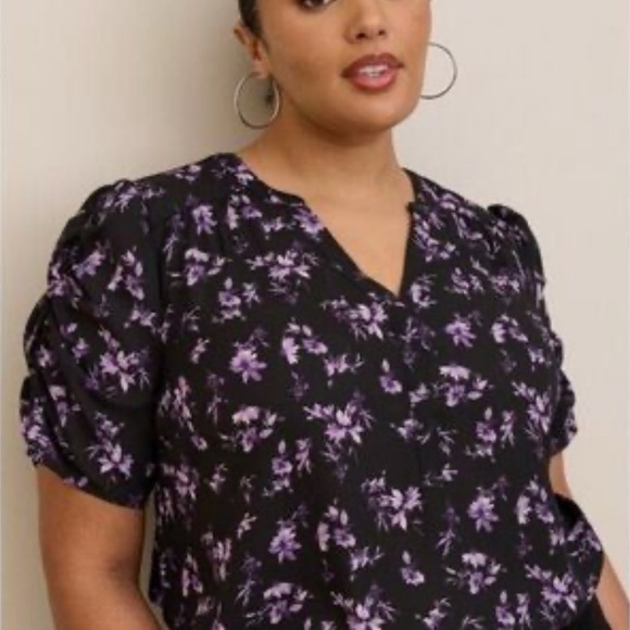 NWT Torrid Floral Black and Purple Women's Top. Size 2. Sheer. - Picture 1 of 9